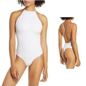 Free People Bridget Halter Bodysuit White XS/S